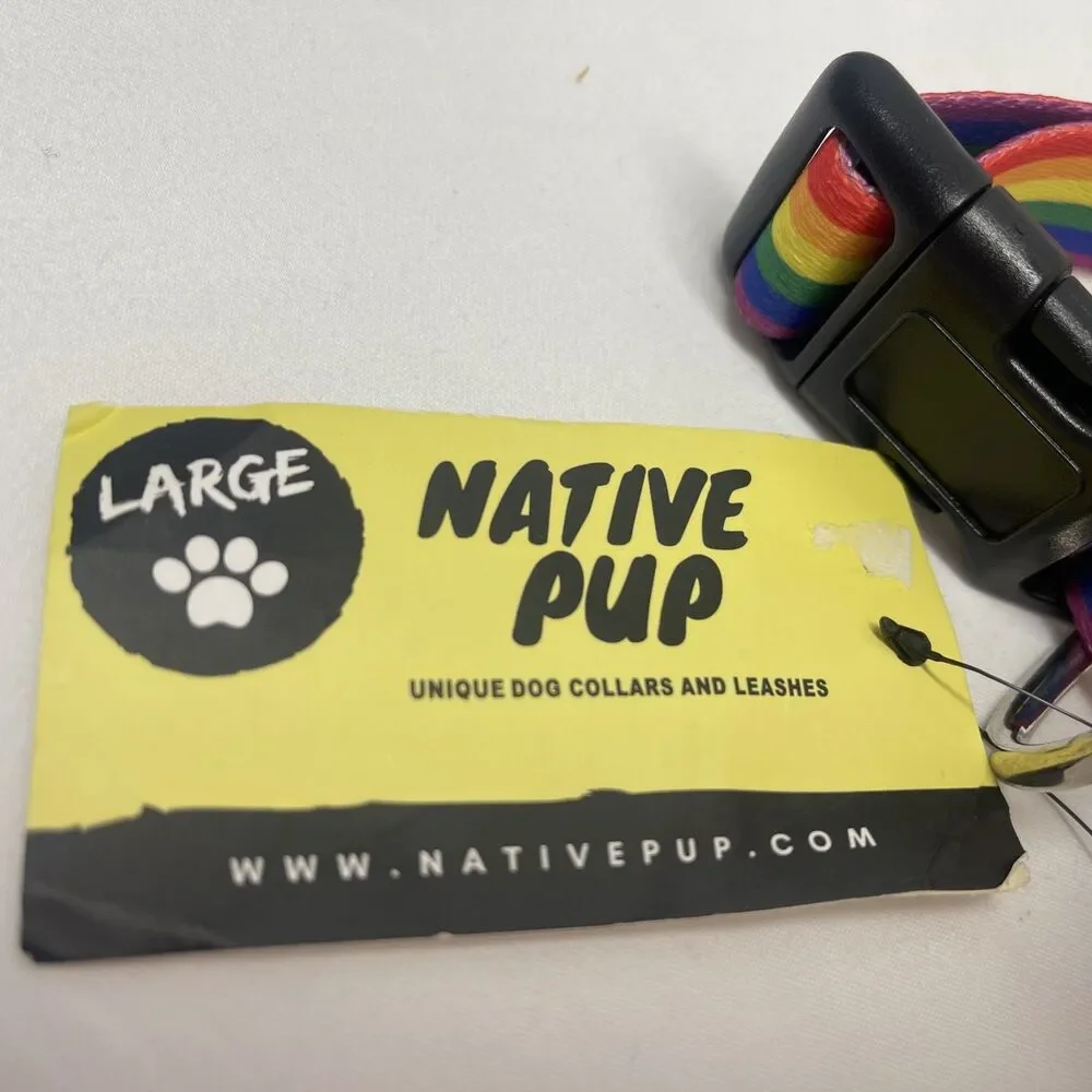 Large Adjustable Dog Native Pup Collar Slip-On Clip Rainbowcore Large New NWT